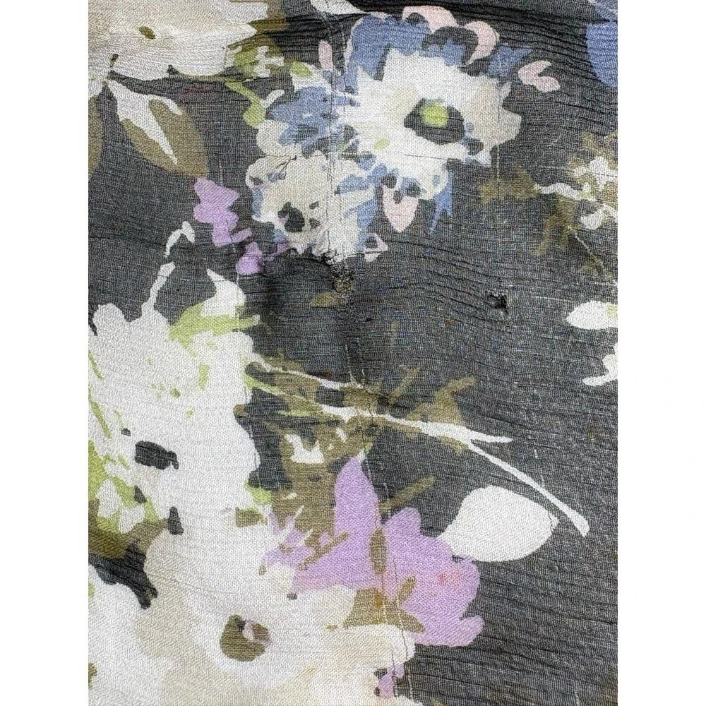 J. Jill 100% Silk Floral Women's Scarf Black Purple 20x64 - Picture 6 of 7